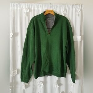 Vintage Emerald Green Tommy Bahama Cotton Quarter Zip Sweater